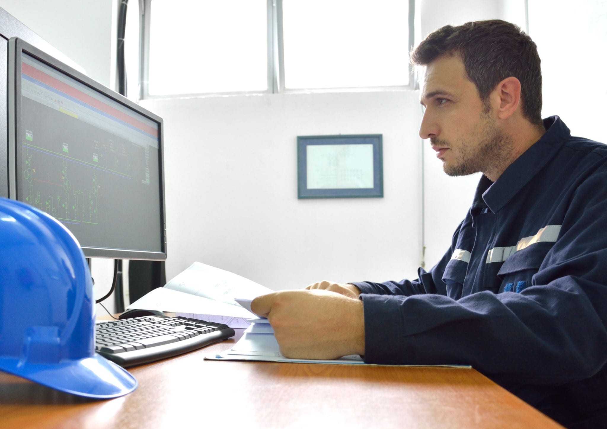 Engineer on computer